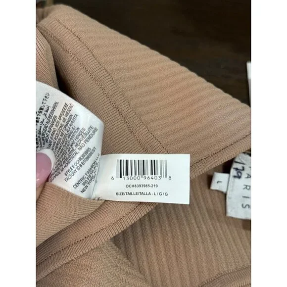 HERVE LEGER Ottoman Cutout Long Sleeve Minidress Fawn Womens Size Large - Picture 11 of 13